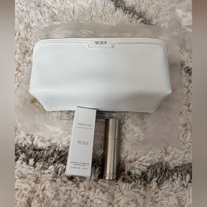 Brand new Women's Tumi Cosmetic Bag Small White + Tumi Atomizer